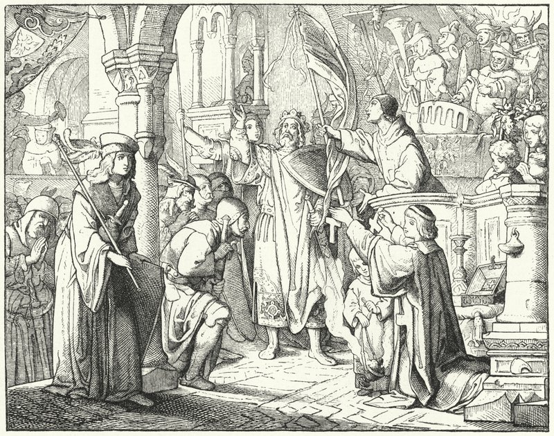 Bernardo de Clairvaux pregando a Segunda Cruzada em Speyer, Alemanha de German School