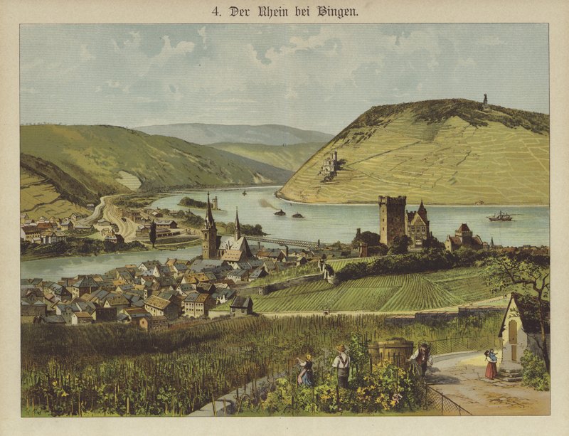 Bingen on the Rhine (cor litho) de German School