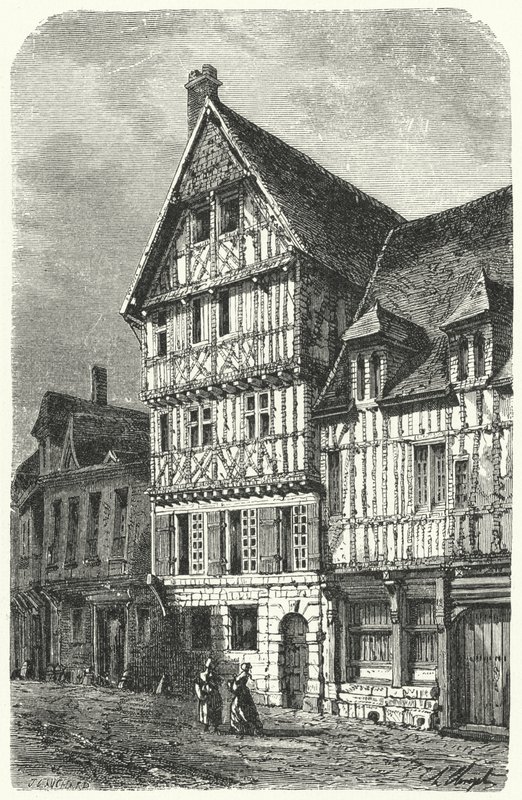Berço em Rouen do dramaturgo francês Pierre Corneille (gravura) de German School
