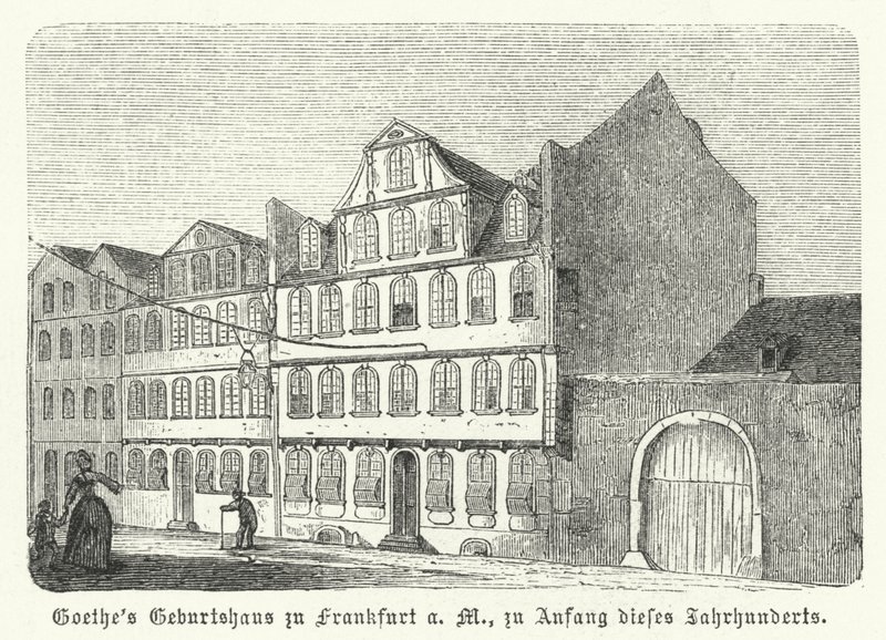 Berço do autor alemão Johann Wolfgang von Goethe, Frankfurt-am-Main, início do século XIX (gravura) de German School