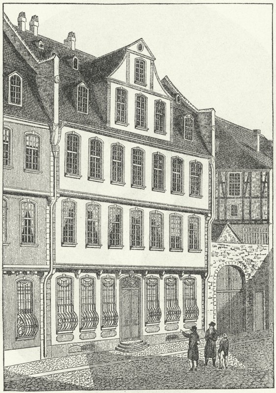Berço do escritor e estadista alemão Johann Wolfgang von Goethe, Frankfurt, Alemanha (gravura) de German School
