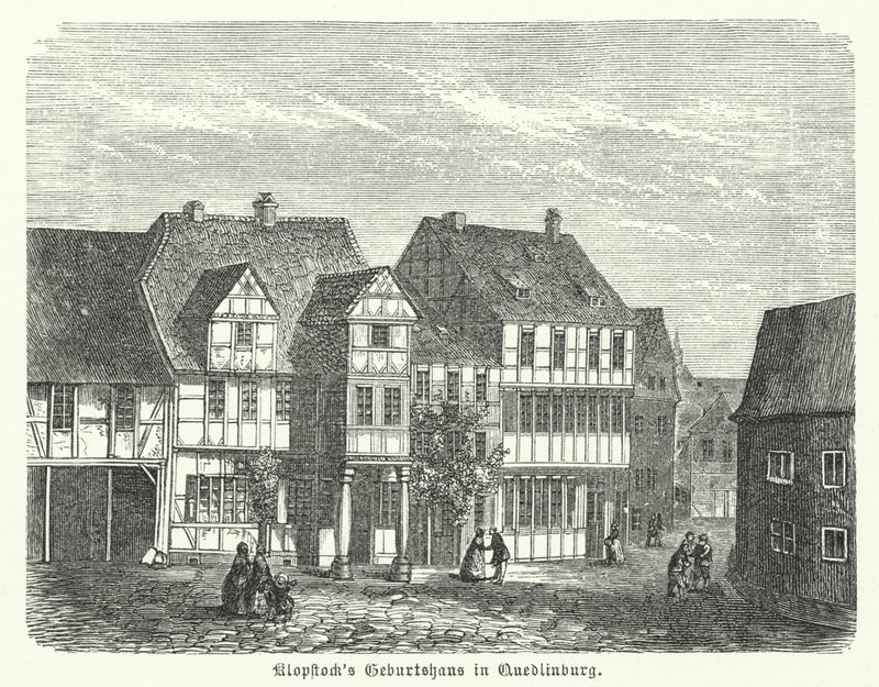 Berço do poeta Friedrich Gottlieb Klopstock, Quedlinburg, Alemanha (gravura) de German School