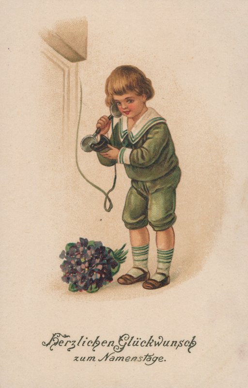 Menino e telefone de German School