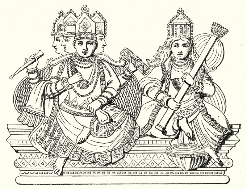 Brahma e Saraswati (gravura) de German School