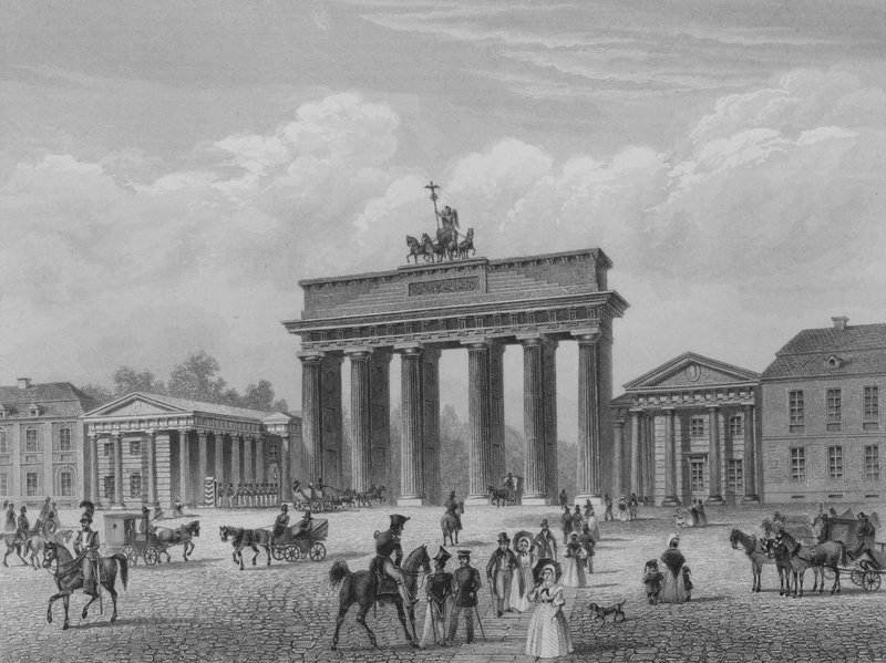 Portão de Brandenburgo, Berlim (gravação em aço) de German School