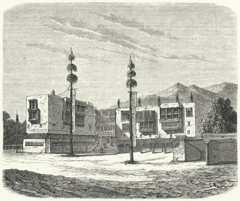 Mosteiro budista no Tibete (gravura) de German School