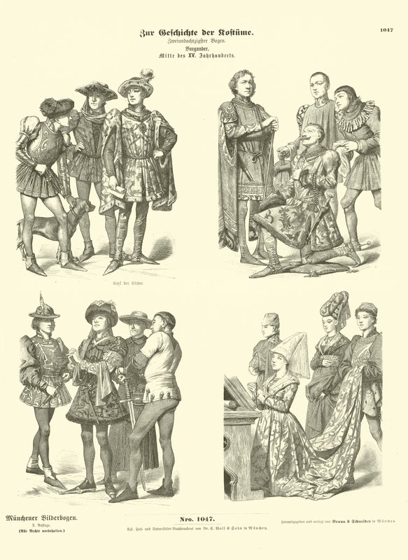 Trajes da Borgonha, meados do século XV de German School