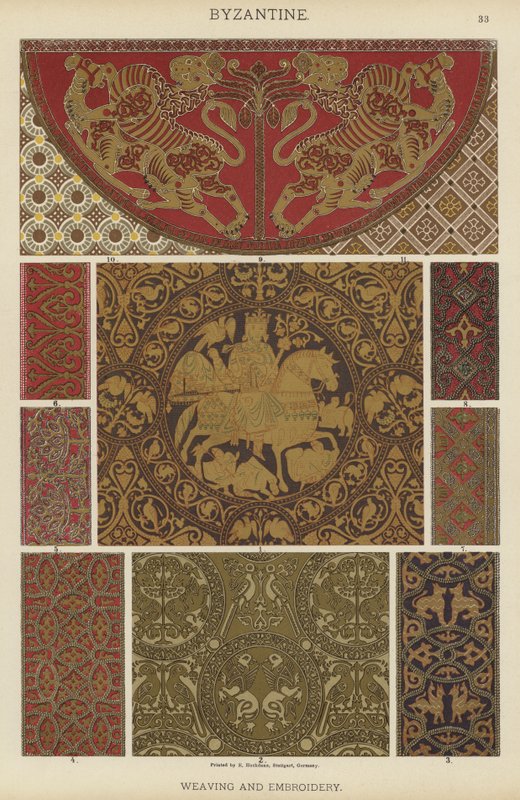 Bizantina, Tecelagem e Bordados (cor litho) de German School