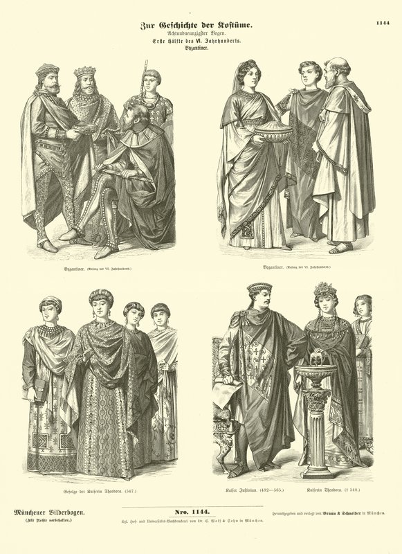 Trajes bizantinos, primeira metade do século VI de German School