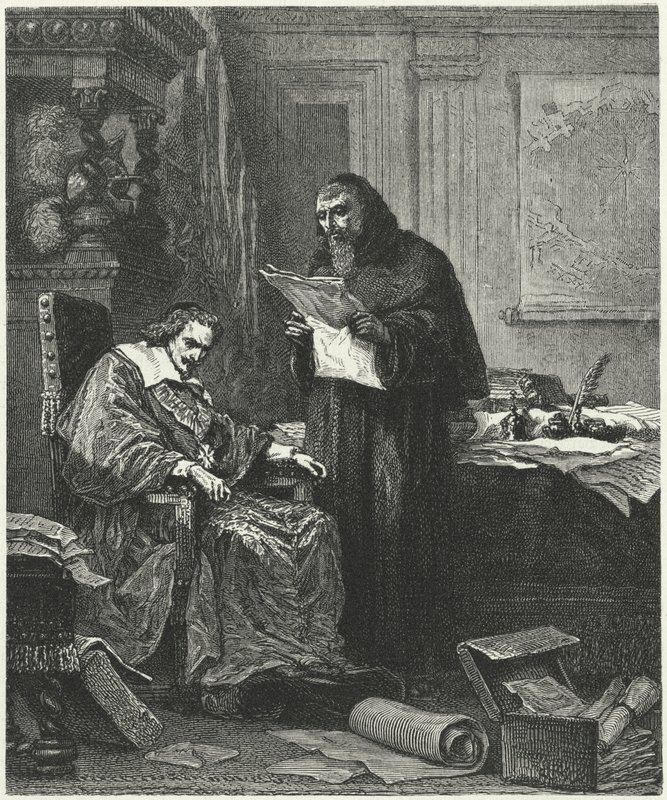 O Cardeal Richelieu e seu confidente e agente Pere Joseph (gravura) de German School