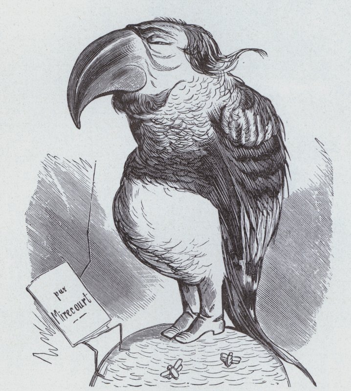 Caricatura de Napoleão III da França como um papagaio (litho) de German School