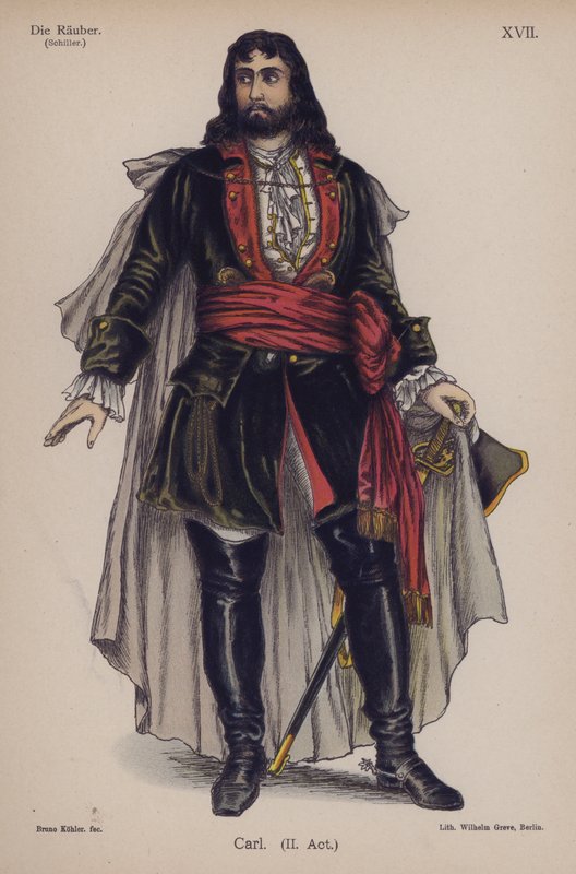 Carl, de Die Rauber (Os Assaltantes) de Friedrich Schiller (cor litho) de German School