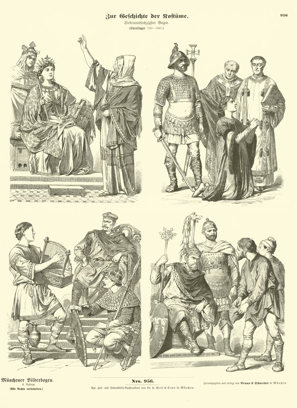 Trajes francos carolíngios, século VIII de German School