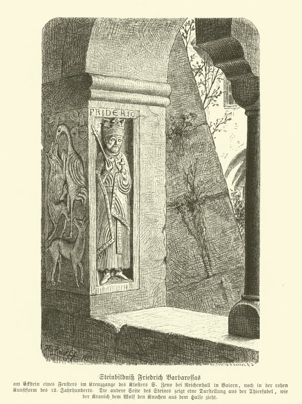 Imagem gravada em pedra de Frederico Barbarossa, Santo Imperador Romano (gravura) de German School