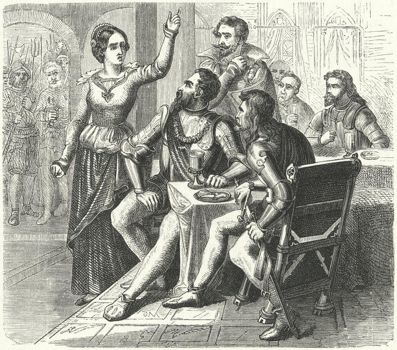 Catherine de Schwarzburg ameaçando o Duque de Alba (gravura) de German School