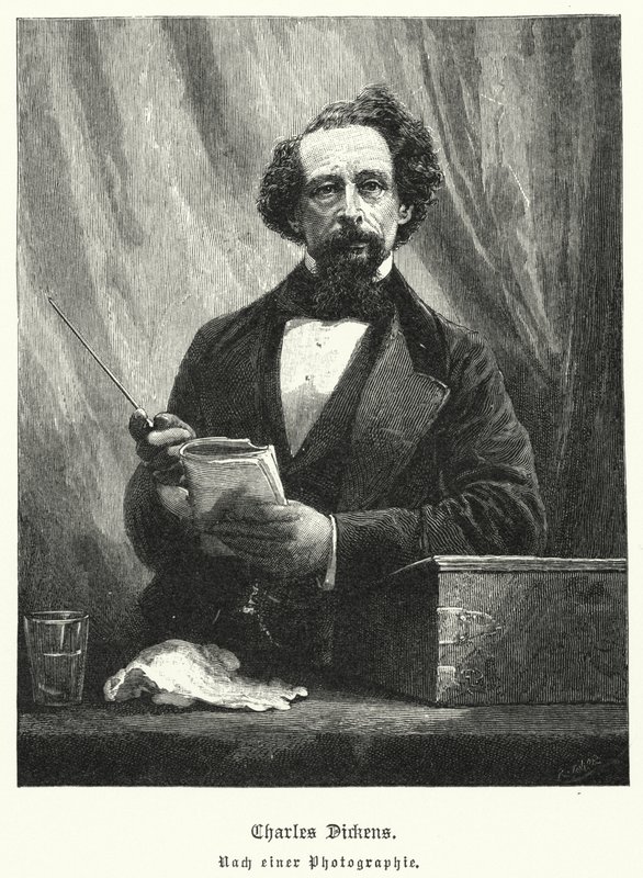 Charles Dickens, romancista inglês (litho) de German School