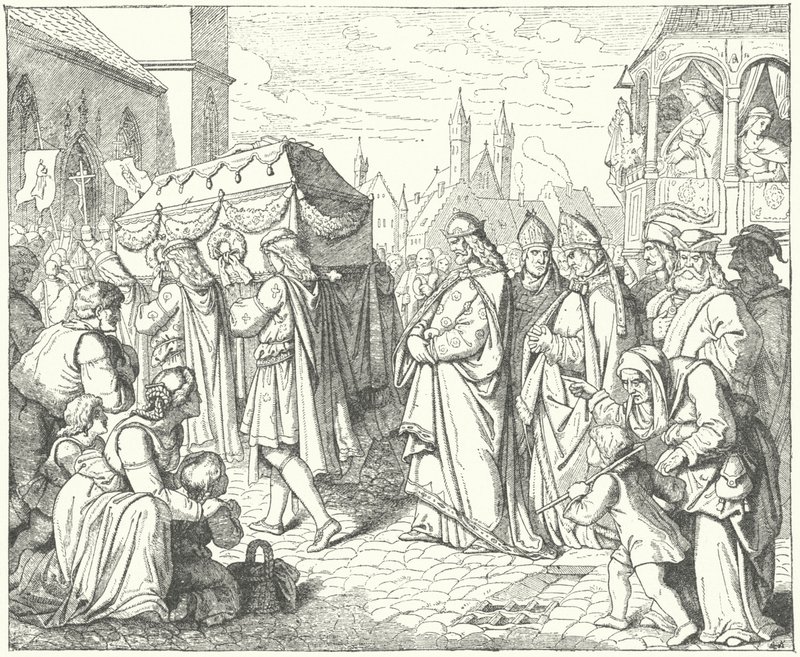 Carlos IV da Boémia após a procissão fúnebre de Gunther von Schwarzburg, Rei da Alemanha de German School