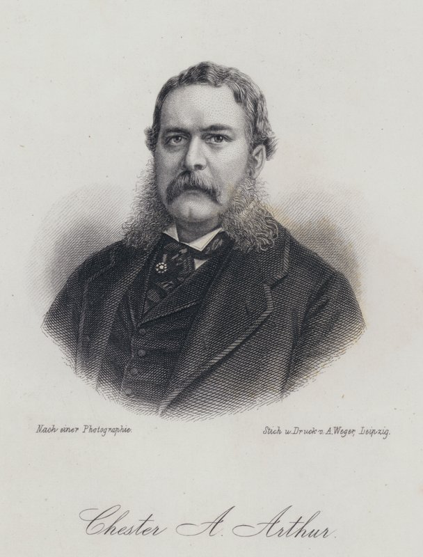 Chester A Arthur, político americano e 21º Presidente dos Estados Unidos (gravura) de German School