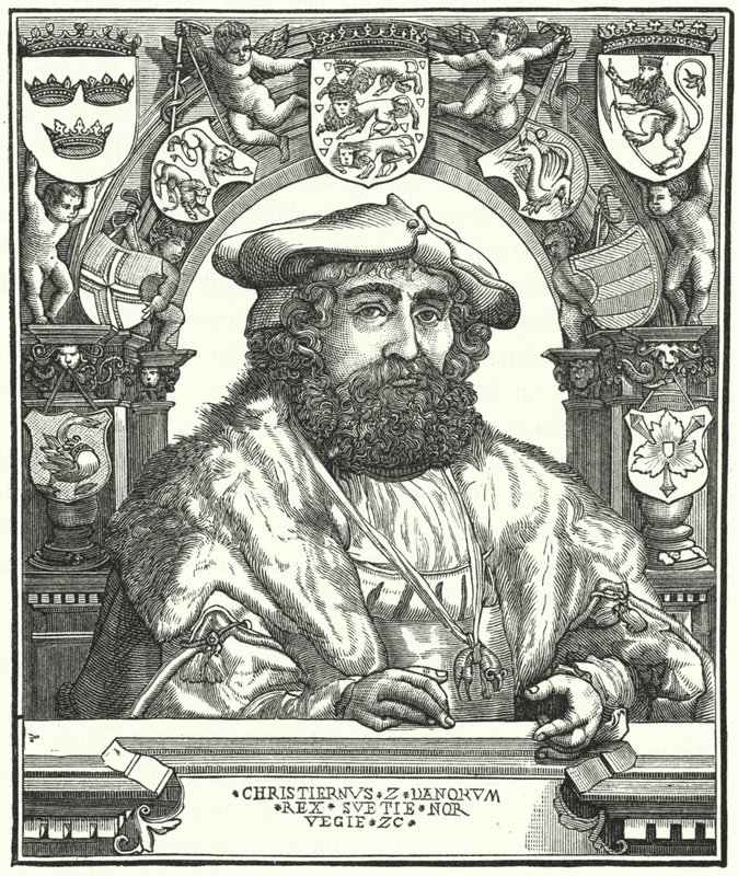 Christian II, Rei da Dinamarca, Noruega e Suécia (gravura) de German School