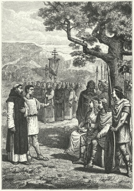 Missionários cristãos na Inglaterra (gravura) de German School
