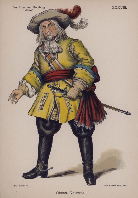 Coronel Kottwitz, de Der Prinz von Homburg (O Príncipe de Homburg) por Heinrich von Kleist (cor litho) de German School
