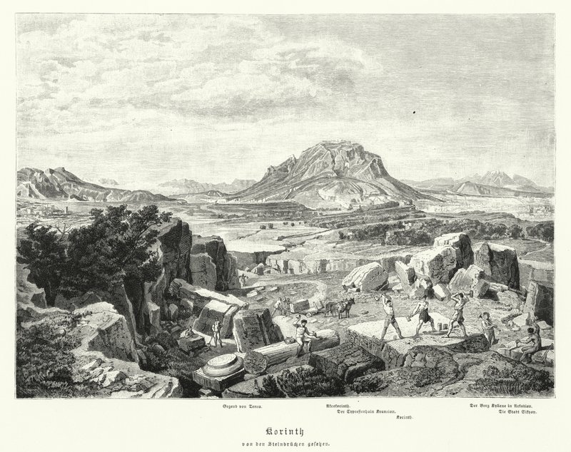 Corinto, Grécia Antiga (gravura) de German School