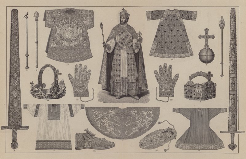 Fato de coroação e regalia do Santo Imperador Romano (gravura) de German School