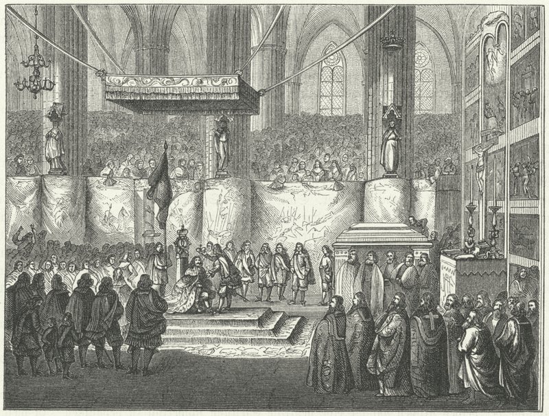 Coroação de Charles X Gustav da Suécia na Catedral de Uppsala de German School