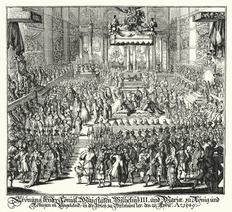 Coroação do Rei Guilherme III e da Rainha Maria na Abadia de Westminster de German School
