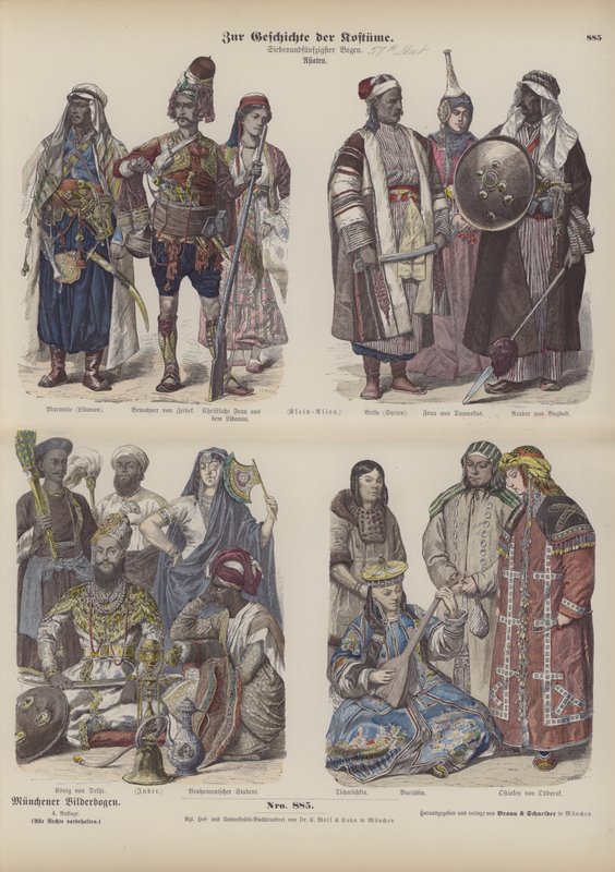 Fantasias da Ásia (gravura colorida) de German School