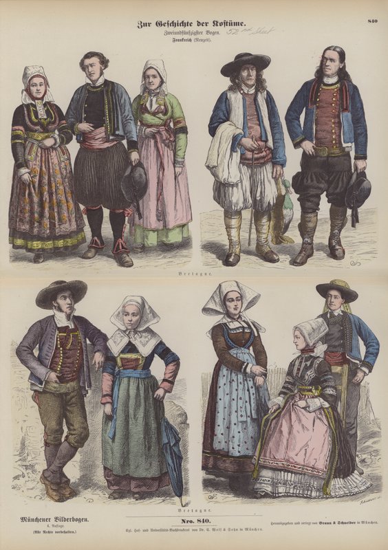 Fantasias da Bretanha, final do século XIX (gravura colorida) de German School