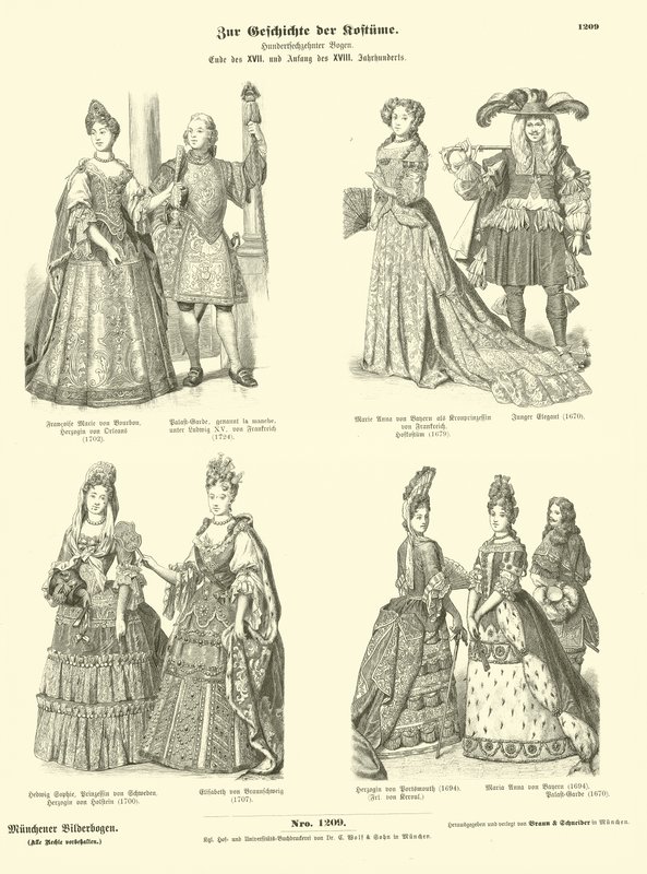 Trajes da realeza e da nobreza, final do século XVII e início do século XVIII de German School