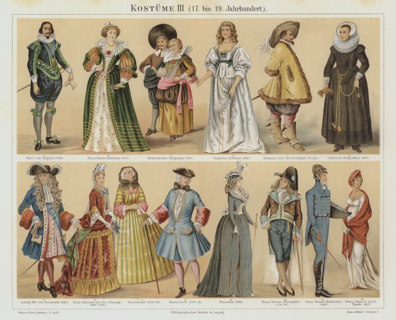 Fantasias do século 17 ao século 19 (cor litho) de German School