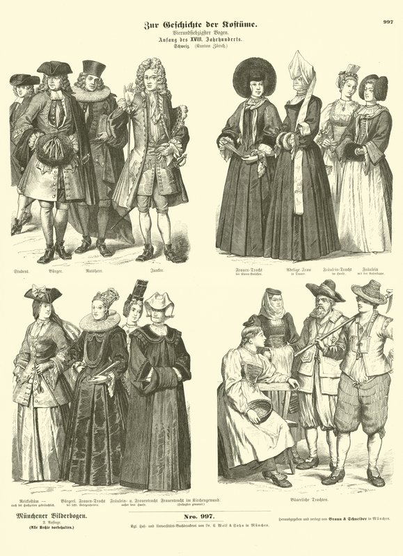 Figurinos do cantão suíço de Zurique, início do século XVIII de German School