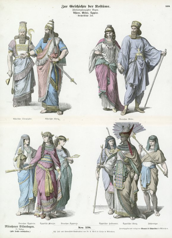 Trajes dos antigos assírios, medos e egípcios de German School