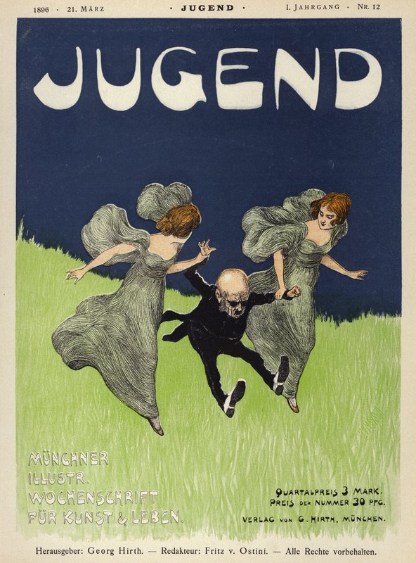 Ilustração da capa da revista Jugend, 1896 de German School