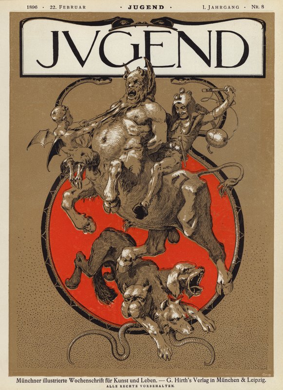 Ilustração da capa da revista Jugend, 1896 de German School