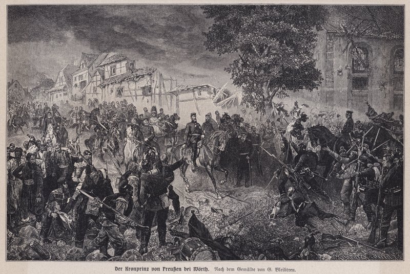Príncipe herdeiro Frederick da Prússia na Batalha de Woerth, França, Guerra Franco-Prussiana de German School