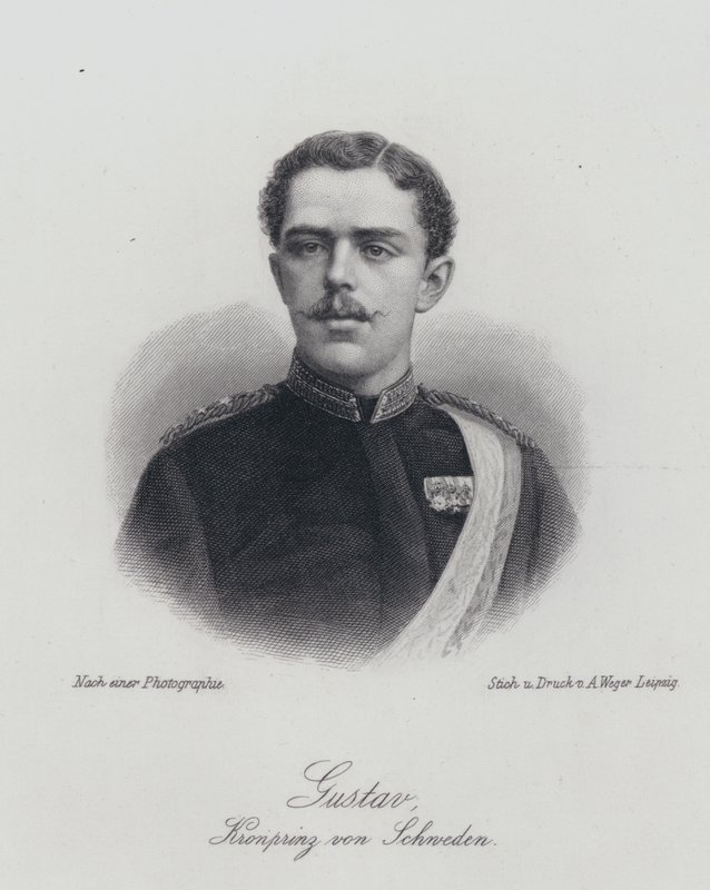 Príncipe herdeiro Gustaf da Suécia, o futuro Rei Gustaf V (gravura) de German School