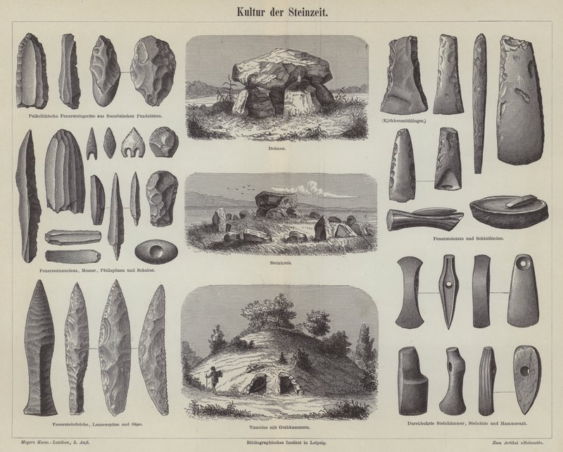 Cultura da Idade da Pedra (gravura) de German School