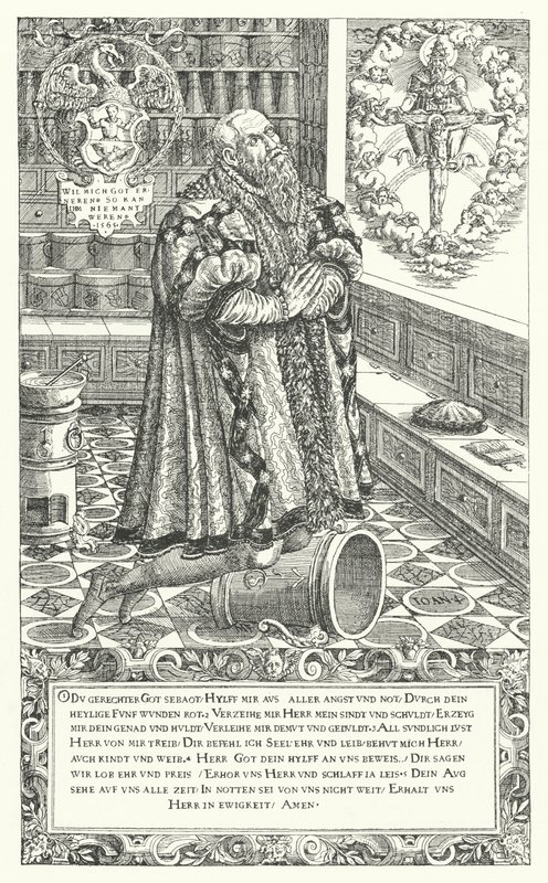 Cyriacus Schnaus, boticário em Nuremberga do Século XVI (gravura) de German School