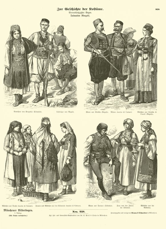Trajes dálmatas, final do século XIX de German School