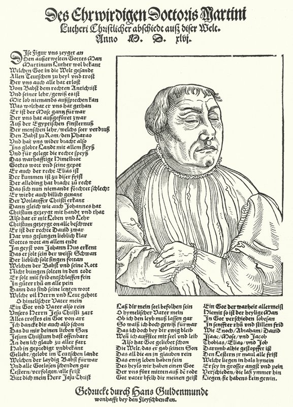 Morte do reformador protestante alemão Martinho Lutero (gravura) de German School