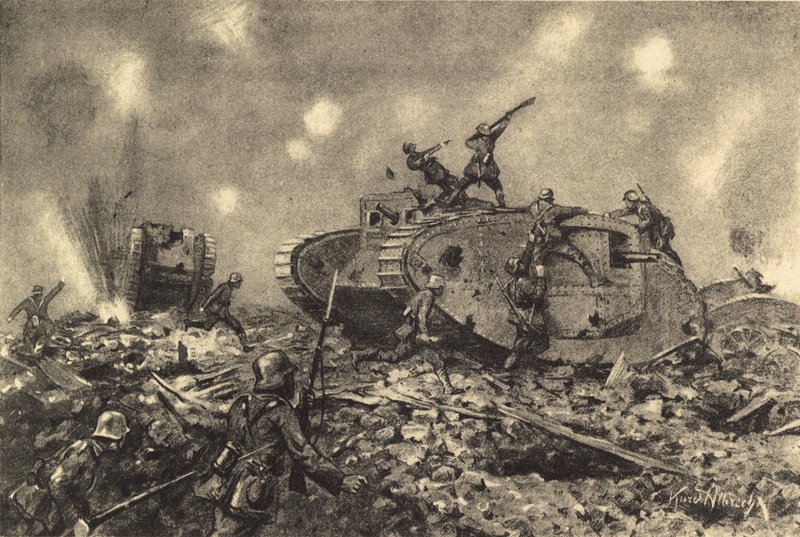 Destruição dos tanques ingleses pelas forças alemãs de German School