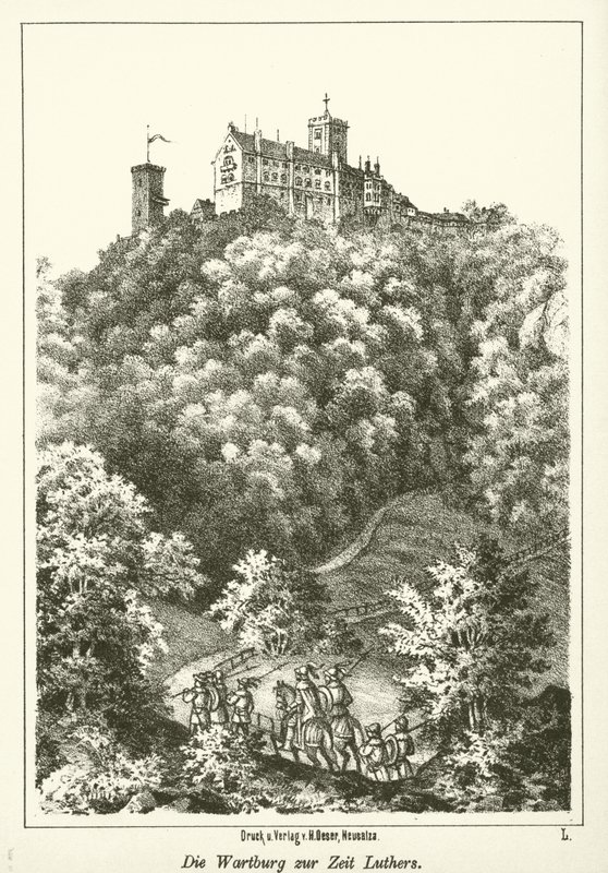 O Wartburg na época de Lutero (gravura) de German School