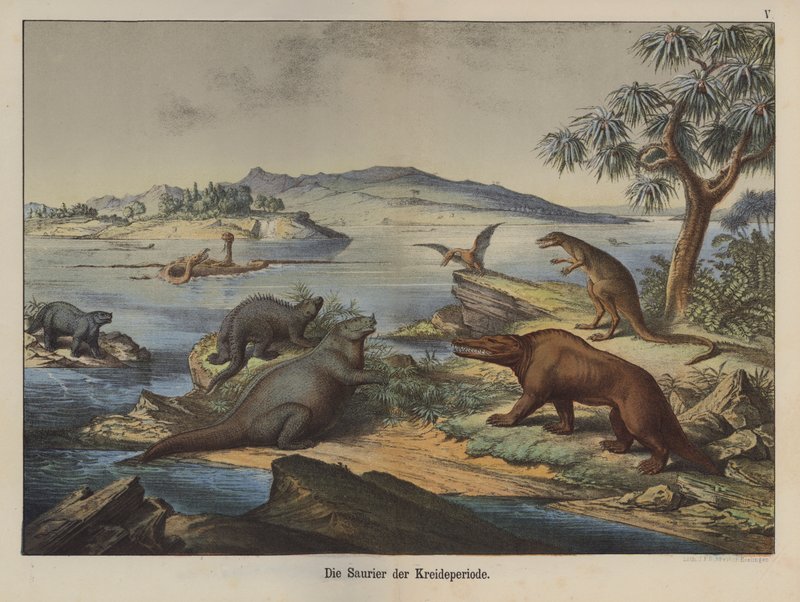 Dinossauros do Período Cretáceo (cor litho) de German School