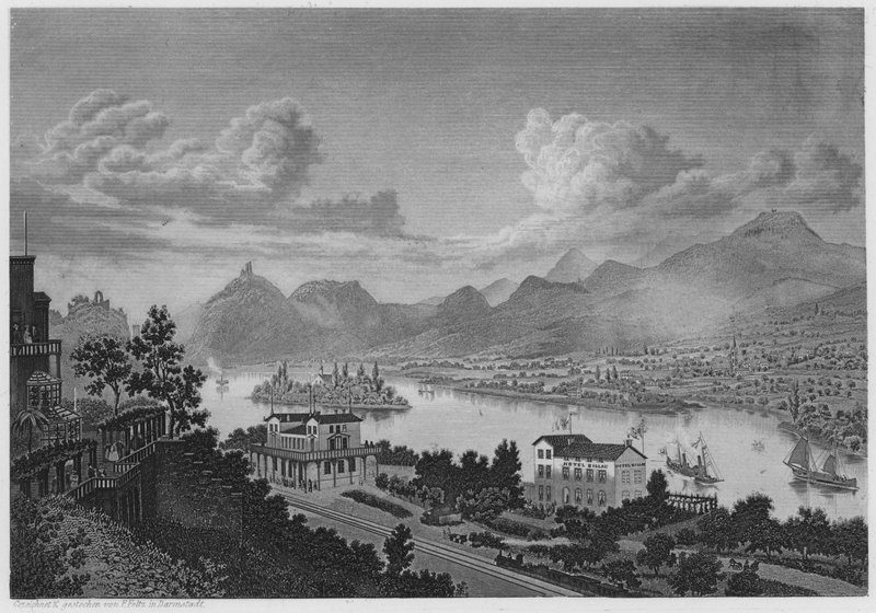Drachenfels Nonnenwerth E Rolandseck (gravura) de German School