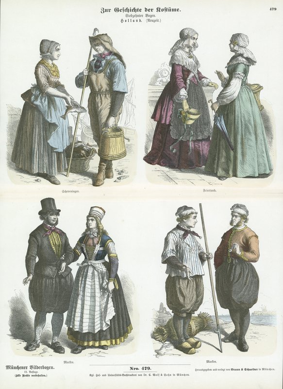 Trajes holandeses, século XIX de German School
