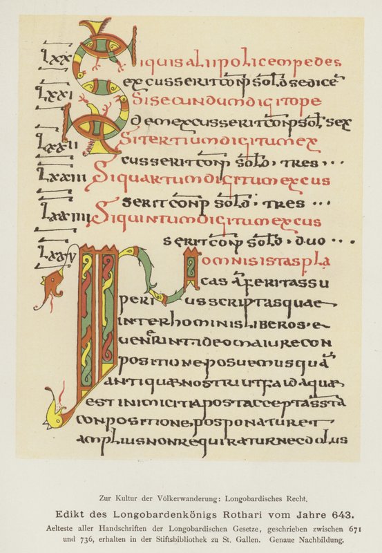 Édito de Rothari, Rei dos Lombardos, 643 (cor litho) de German School