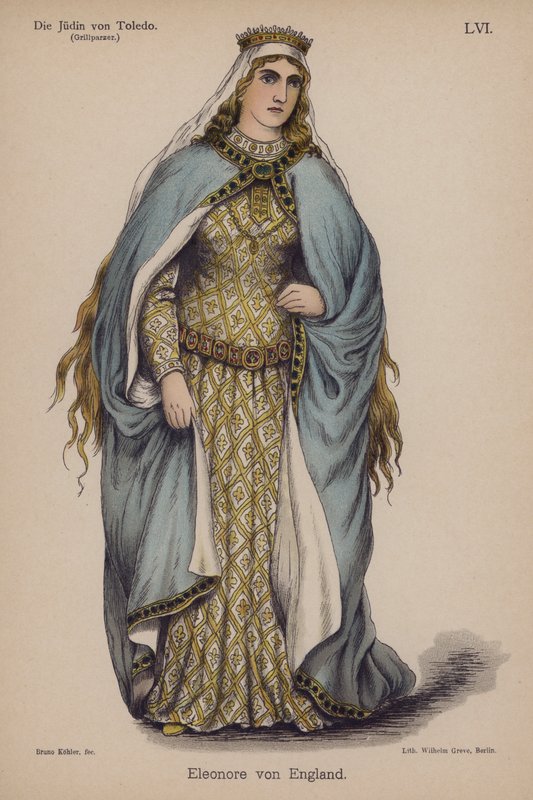Eleanor da Inglaterra, de Die Judin von Toledo (A judia de Toledo), de Franz Grillparzer (cor litho) de German School